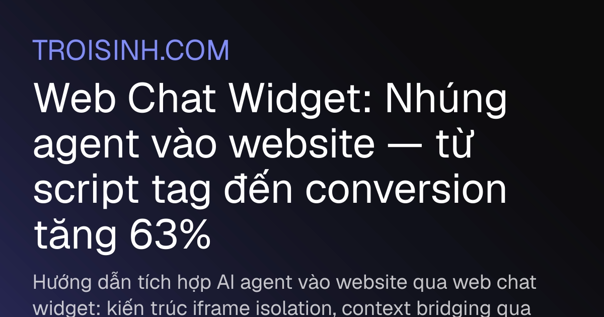 Web Chat Widget: Nhúng agent vào website — từ script tag đến conversion ...