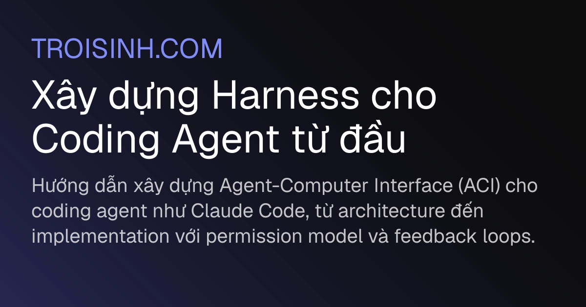 Xây dựng Harness cho Coding Agent từ đầu | Trồi Sinh