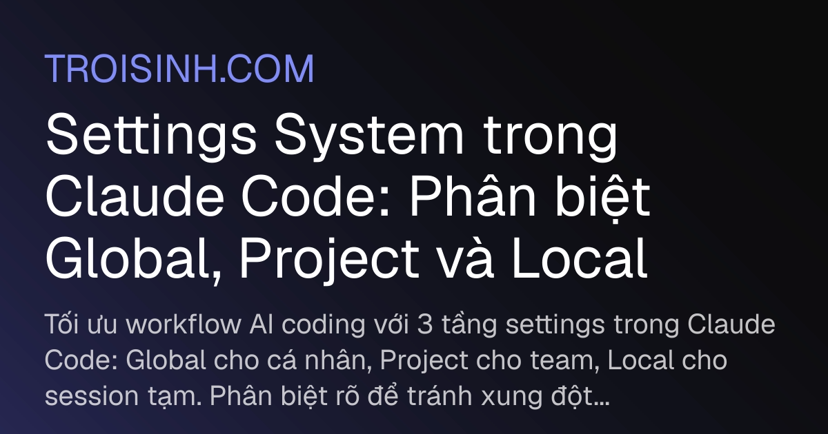 Settings System trong Claude Code: Phân biệt Global, Project và Local ...